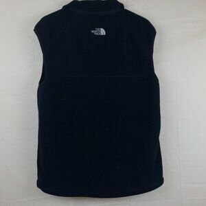 The North Face Mens Sz M Black Fleece Vest Jacket Full Zip Logo In White